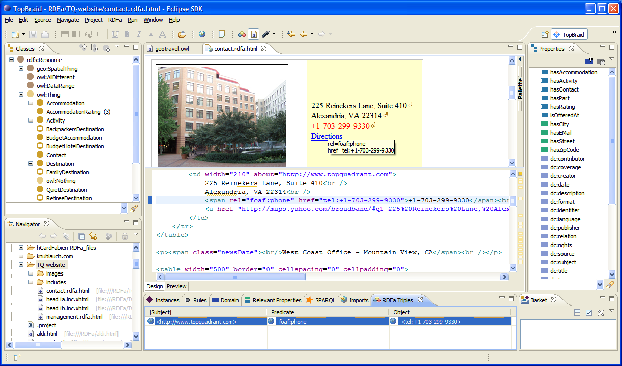 screen shot of new RDFa editor