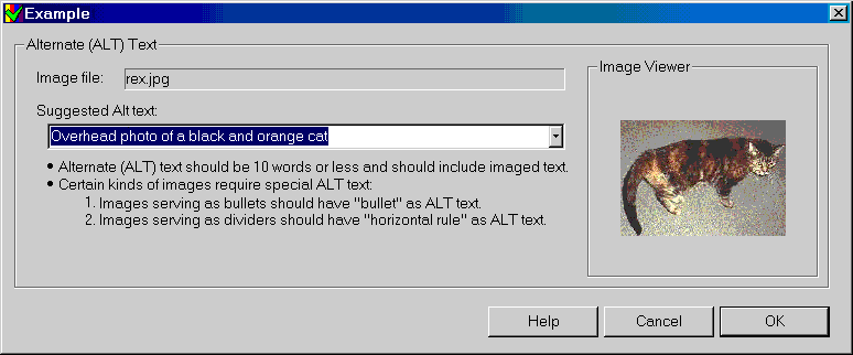 Screenshot of an image insertion dialog box with alt registry